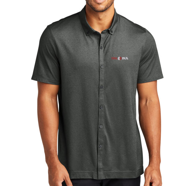 USA Pan Embroidered - Stretch Pique Full Button Polo Thumbnail