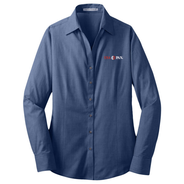 USA Pan Embroidered - Ladies Crosshatch Easy Care Shirt Thumbnail
