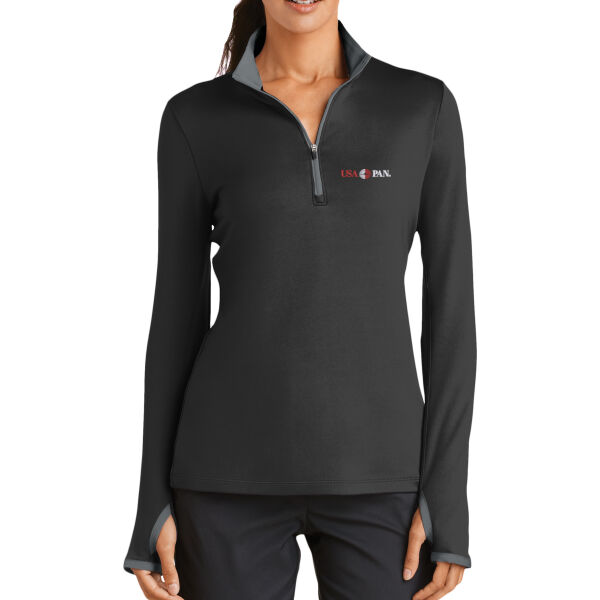 USA Pan Embroidered - Ladies Dri FIT Stretch 1/2 Zip Cover Up Thumbnail