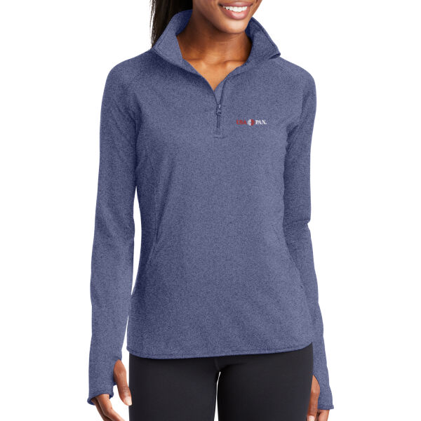 USA Pan Embroidered - Ladies Sport Wick ® Stretch 1/4 Zip Pullover Thumbnail