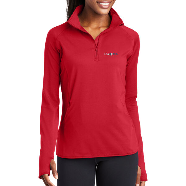 USA Pan Embroidered- Ladies Sport Wick ® Stretch 1/4 Zip Pullover Thumbnail